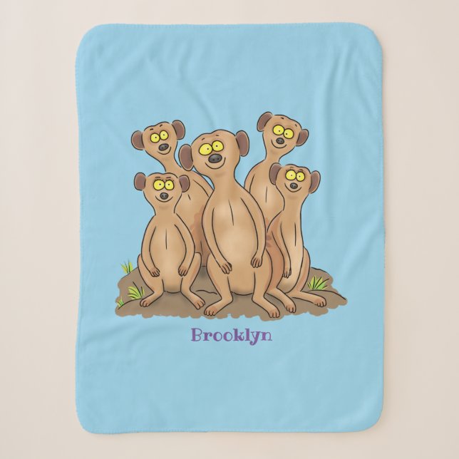 Couverture Sherpa Drôle dessin de la famille meerkat (Devant)