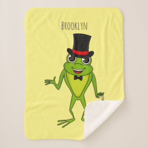 Couverture Sherpa Drôle grenouille avec chapeau dessus dessin animé
