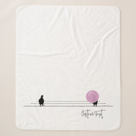 Couverture Sherpa Drôle mignon Bubblegum Birds sur un fil blanc