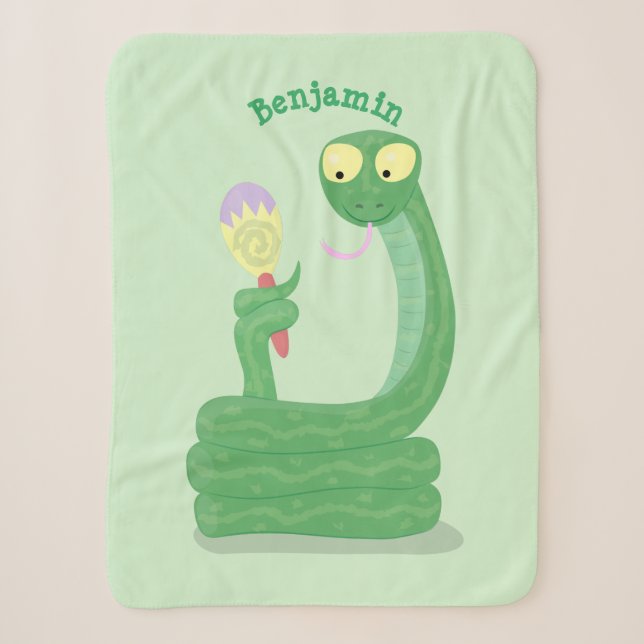 Couverture Sherpa Drôle serpent vert avec caricature maraca (Devant)