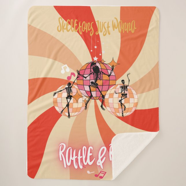 Couverture Sherpa Drôle Skeletons juste envie Rattle&Roll (Devant)