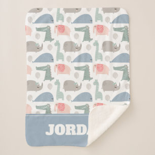 Couverture Sherpa Drôle Visage mignon Doodle Motif animal