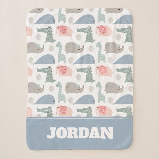 Couverture Sherpa Drôle Visage mignon Doodle Motif animal (Devant)