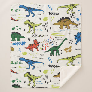 Couverture Sherpa drôles de dinosaures motif couleur graphique