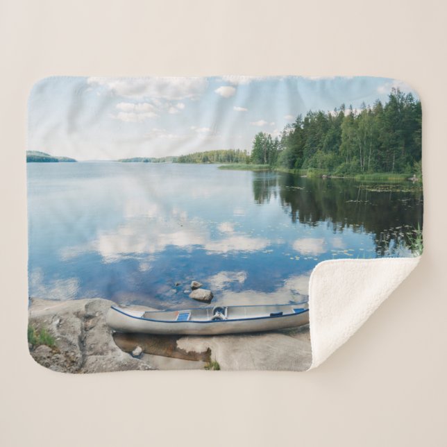 Couverture Sherpa Eau | Canot sur le lac Suède (Devant (Horizontal))