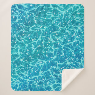 Couverture Sherpa Eau de la mer bleue avec étincelles
