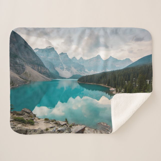 Couverture Sherpa Eau | Moraine Lake Alberta Canada (Devant (Horizontal))