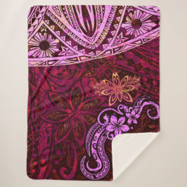 Couverture Sherpa Éclaboussure rouge de lave de robe tribale samoane