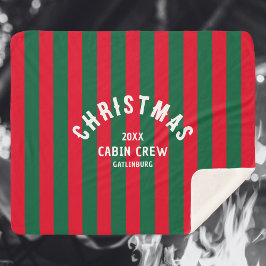 Couverture Sherpa Écran Cabine de Noël Personnalisé Rouge Vert Bande