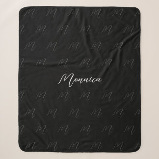 Couverture Sherpa Écriture élégante noire personnalisée