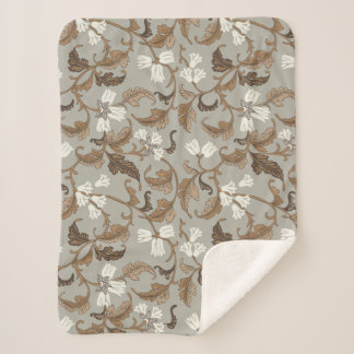 Couverture Sherpa Élégance botanique vintage