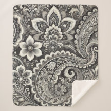 Élégance florale monochrome paisley