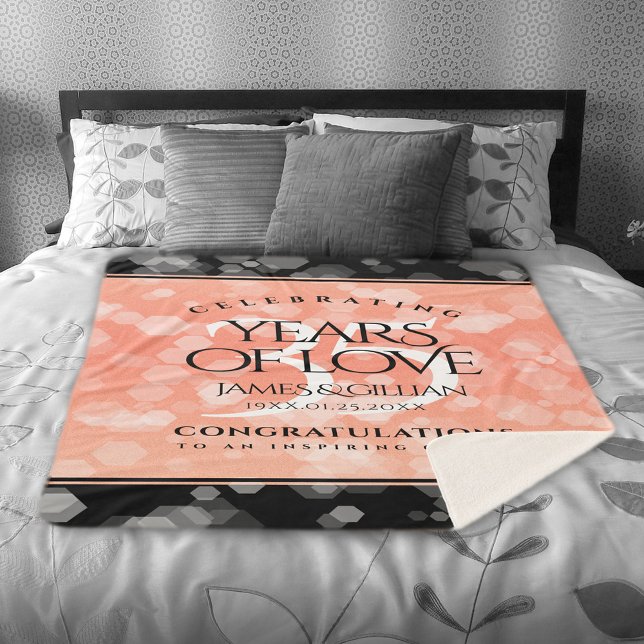 Couverture Sherpa Élégant 35e anniversaire de Mariage corallien (Elegant 35th Coral Wedding Anniversary Sherpa Fleece Blanket Cover Photo.)