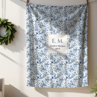 Couverture Sherpa Elegant Blue Toile Personalized Throw Gift for Him