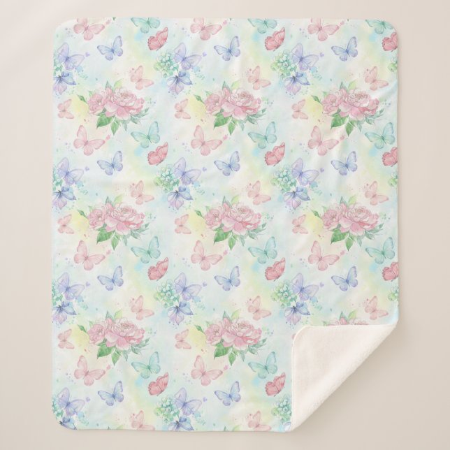 Couverture Sherpa Elegant Butterfly Seamless Print (Devant)