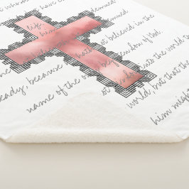 Couverture Sherpa Élégant Christian Pink Cross Scripture Verse