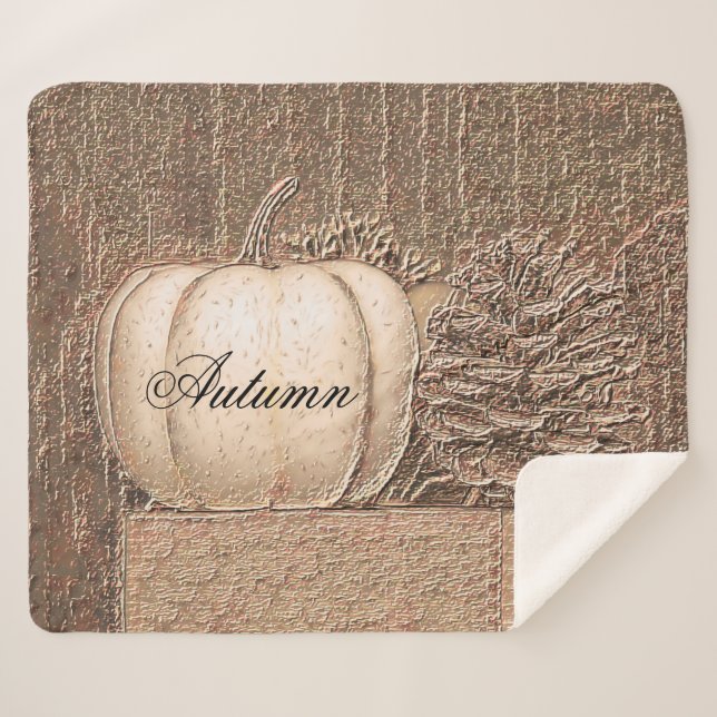 Couverture Sherpa Elégant Citrouille Blanc Or Metallic Fall Pays (Devant (Horizontal))