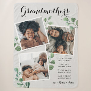 Couverture Sherpa Elégant Collage Photo Citation Grandma Grandchild