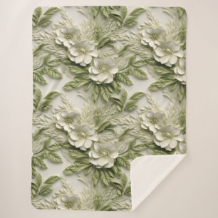 Couverture Sherpa Élégant Embossé 3D Flexible Secours Olive & ivoire