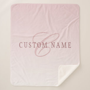 Couverture Sherpa Élégant lettrage et monogramme Rose Ombre