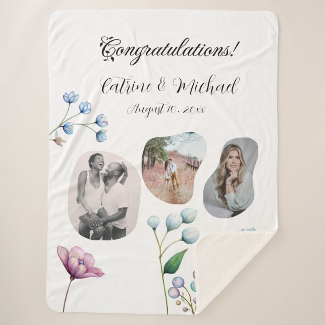 Couverture Sherpa Élégant Mariage Floral Soft Botanical Romance (Devant)