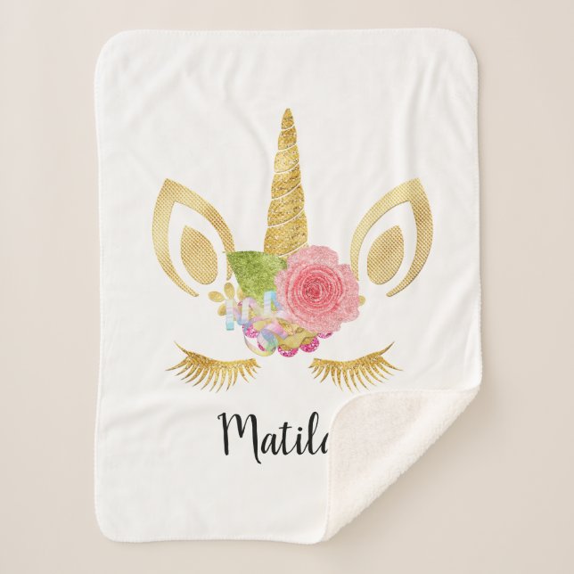 Couverture Sherpa Élégant mignon jolie parties scintillant d'or flor (Devant)