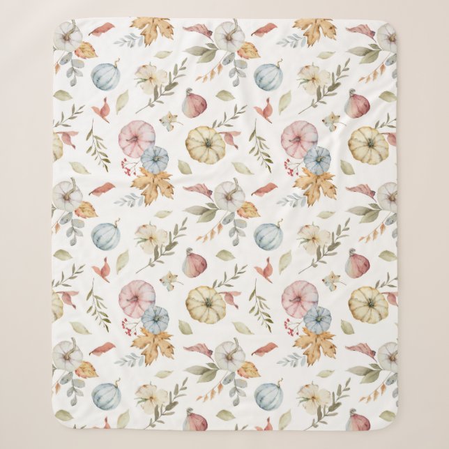 Couverture Sherpa Elégant Motif d'aquarelle d'automne (Devant)