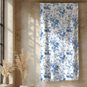 Couverture Sherpa Élégant motif floral de roses en toile de Jouy ble