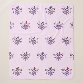 Couverture Sherpa Élégant motif floral violet violet gris rouge