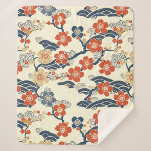 Couverture Sherpa Élégant Motif sans couture en fleur de cerisier (1