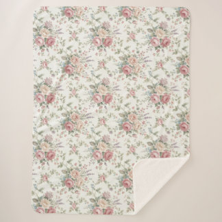 Couverture Sherpa Elegant Pastel Roses Shabby Chic