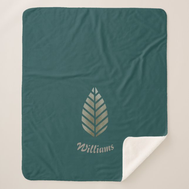 Couverture Sherpa Elégant Pin Vert Or Personnalisé (Devant)