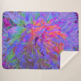 Couverture Sherpa Élégant Psychédélique Décoratif Dahlia Flower