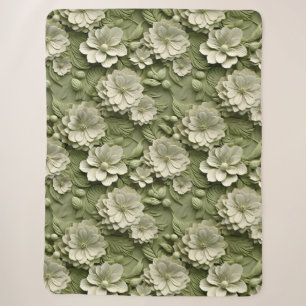 Couverture Sherpa Élégant relief floral 3D incorporé