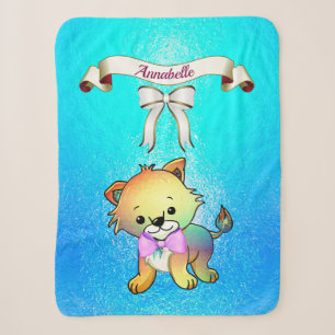 Couverture Sherpa Élégant ruban Cartoon Nom du tigre Personnaliser
