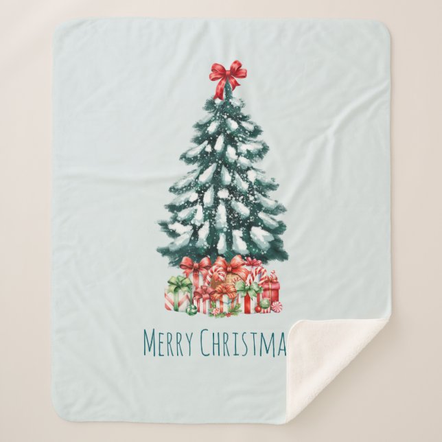 Couverture Sherpa Elegant Snowy Christmas Tree (Devant)