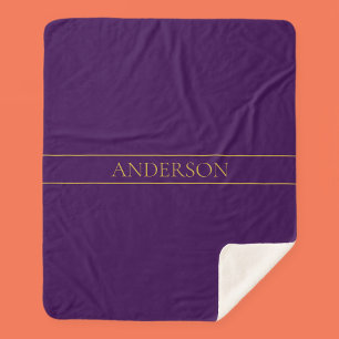 Couverture Sherpa Élégant texte personnalisable   Gold & Deep Purple