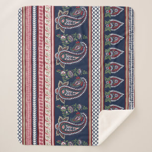 Couverture Sherpa Elégante Marine Paisley : Conception des frontière