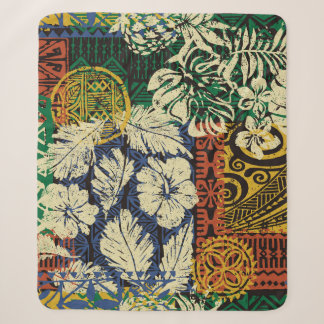Couverture Sherpa Éléments tribaux hawaïens et tissu hibiscus