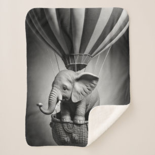 Couverture Sherpa Elephant bébé dans un ballon à air chaud