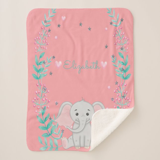 Couverture Sherpa Éléphant de bébé mignon (Devant)