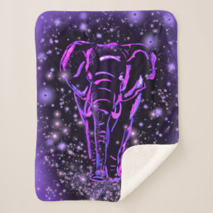 Couverture Sherpa Eléphant Violet Dans La Nuit Éti