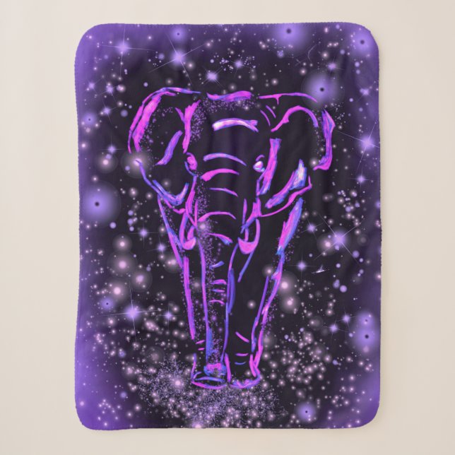 Couverture Sherpa Eléphant Violet Dans La Nuit Éti (Devant)