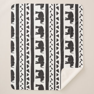 Couverture Sherpa Eléphants, lignes, triangles, sans couture décorat