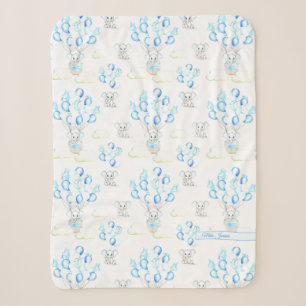Couverture Sherpa Eléphants mignons Ballons & Nuages Baby Boy Motif