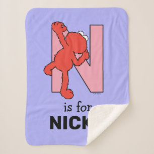Couverture Sherpa Elmo Alphabet N rose