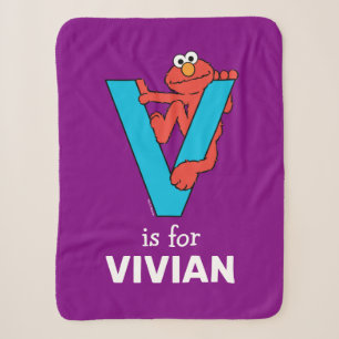 Couverture Sherpa Elmo Alphabet V bleu