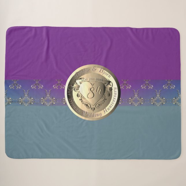 Couverture Sherpa Emblème de bronze du 8ème anniversaire du Mariage (Devant (Horizontal))