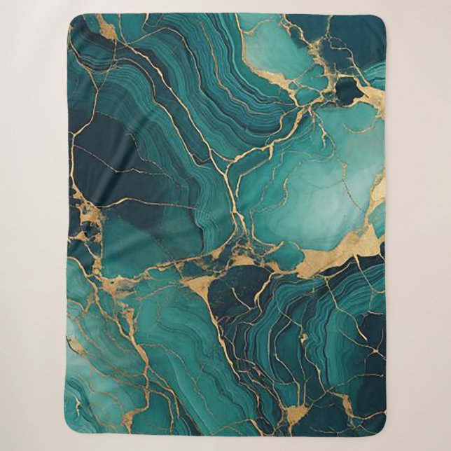 Couverture Sherpa Emerald Green et Gold Sherpa Blanket Bliss (Devant)