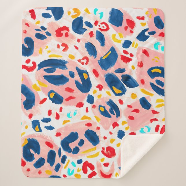 Couverture Sherpa Empreinte de léopard : aquarelle peinte à la main. (Devant)
